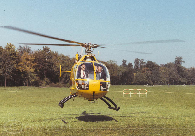 1970 Christoph-Namensgebung Bo 105 in gelb flug